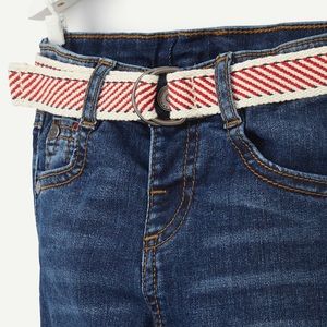 SLIM JEANS WITH A RED CORD BELT 18M
